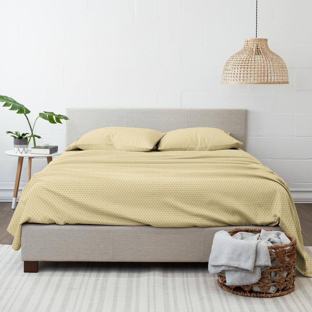 California King Yellow Chevron Microfiber Sheet Set
