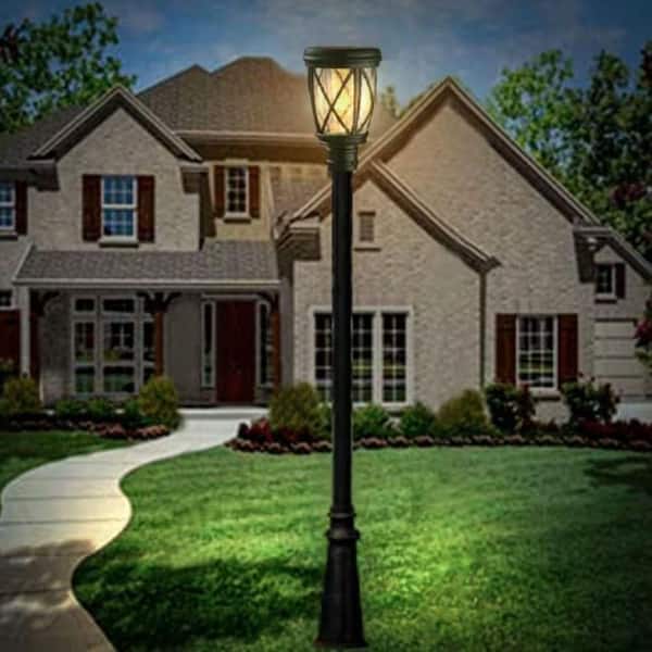 Ravencrest 120 Lumens Black Outdoor Solar Post Lantern