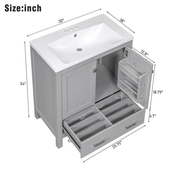 LUMISOL 20 Small Bathroom Vanity with Sink, Modern Bathroom Storage  Cabinet with Door and Storage Rack, Free Standing Single Basin Vanity with  Open