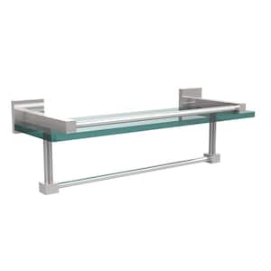 Montero 16 in. L x 5-1/4 in. H x 5-3/4 in. W Gallery Clear Glass Bathroom Shelf with Towel Bar in Polished Chrome