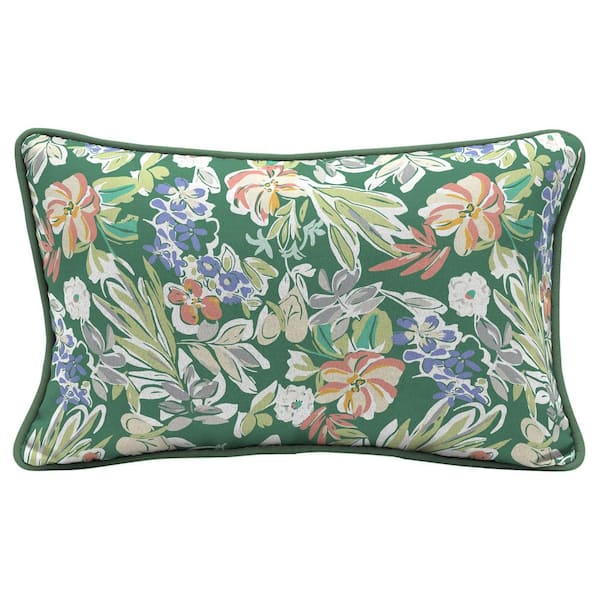 Hampton Bay Garden Floral Outdoor Rectangle Lumbar Pillow