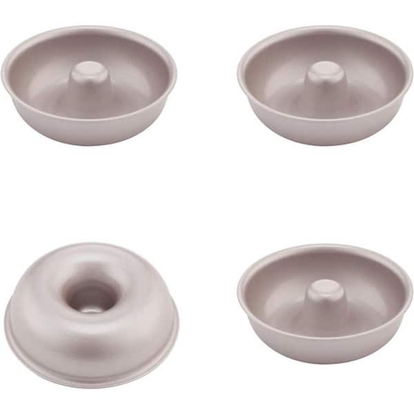 4-Piece Carbon Steel Non-Stick Mini Donut Cake Pan Set Food-Grade Silicone Coating for Oven Instant Pot Baking