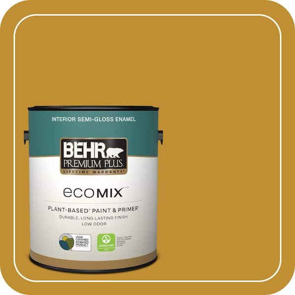 1 gal. #M290-7 Turmeric Semi-Gloss Enamel EcoMix Plant-Based Interior Paint & Primer