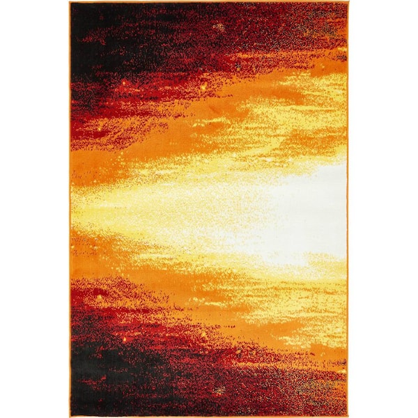 Unique Loom Metro Sunset Orange 4' 0 x 6' 0 Area Rug