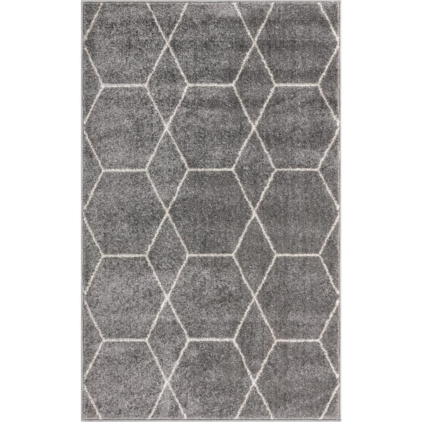 StyleWell Trellis Frieze Light Doormat 3 ft. x 5 ft. Geometric Area Rug