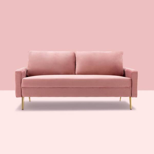 Uixe 70 in. Square Arm 2-Seater Sofa in Pink