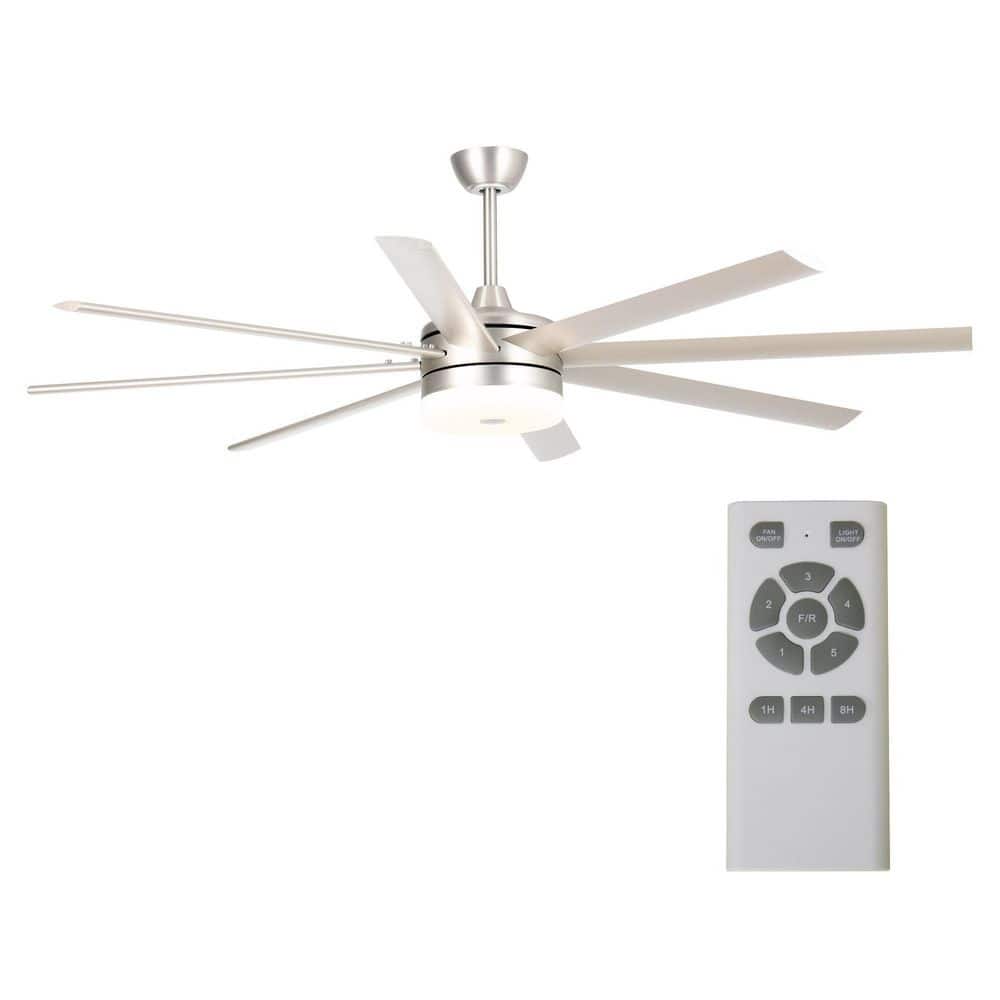 Parrot Uncle Kingsgrove 70 in. Integrated LED Satin Nickel Ceiling Fan with Light and Remote