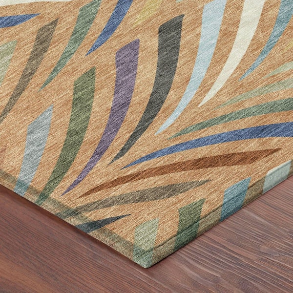 Chantille Machine Washable Indoor/Outdoor Abstract ACN2475 Copper 2 ft. x 7 ft. Runner Rug