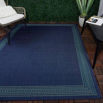 Blue Outdoor Rugs The Home Depot, Striped Indoor Outdoor Area Rugs 5×7