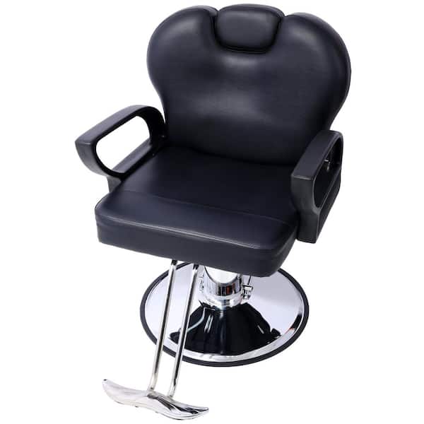 CSC DECOR INC Faux Leather Seat Reclining Salon Chair in Black
