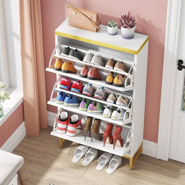 Tribesigns White MDF Shoe Cabinet, 7-Tier Shoe Storage with Adjustable  Shelves, 24 Pair Capacity, Modern Minimalistic Design in the Shoe Storage  department at
