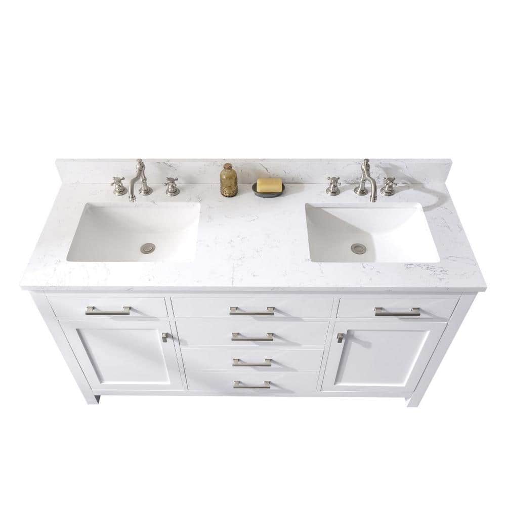 Jasper 60'' White Double Freestanding Bathroom Vanity