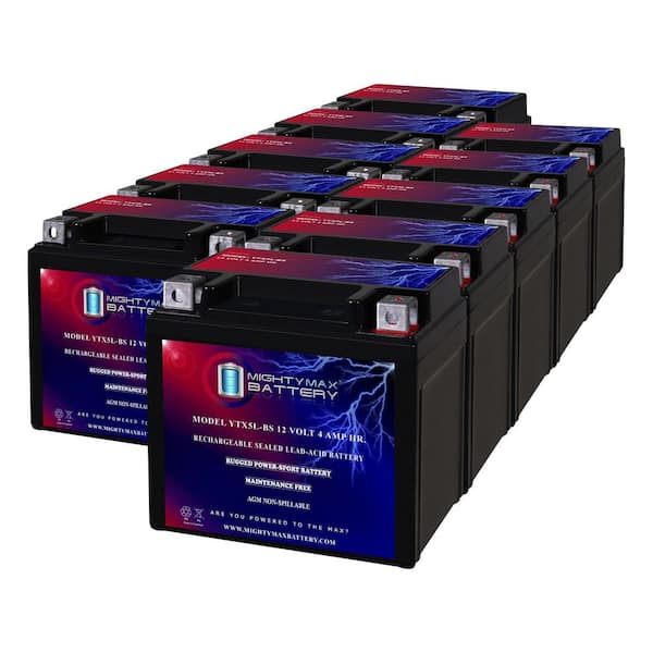 MIGHTY MAX BATTERY YTX5L-BS Replacement Battery Compatible with Yamaha 90 YFM90R Raptor 23 - 10-Pack