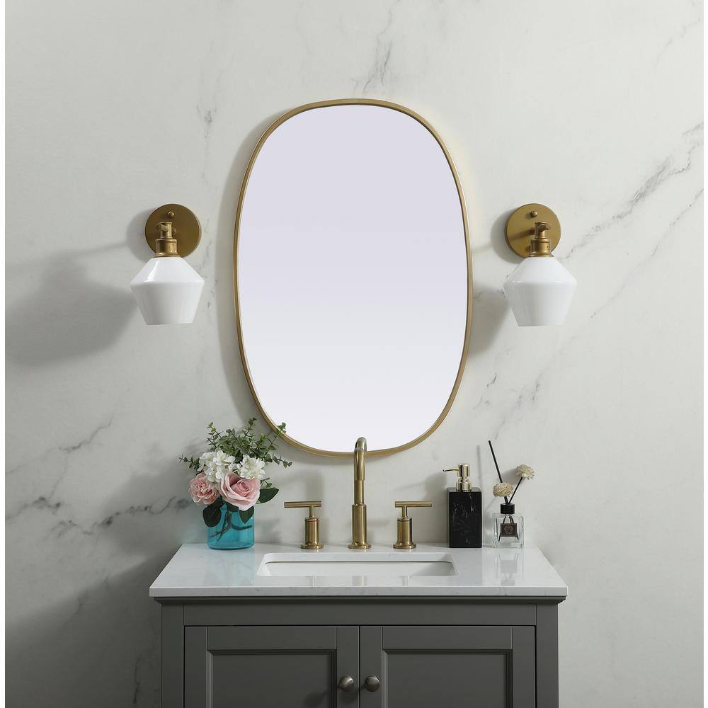 Brass Oval Full Length Metal Frame Bathroom Mirror