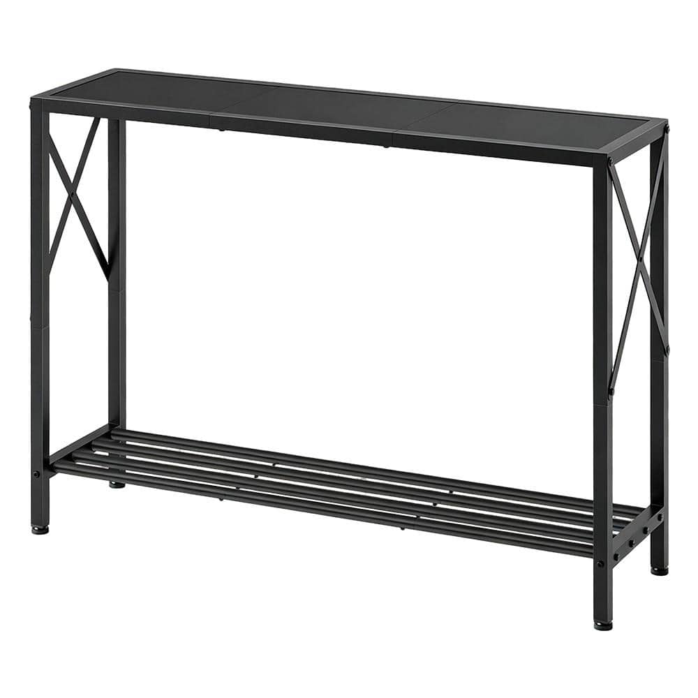 42 in. W Black Metal Narrow Console Table with Shelves price history on PriceWatchPro