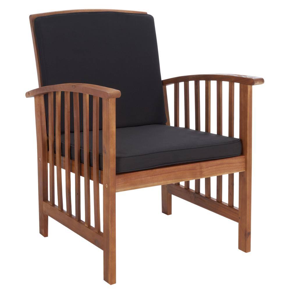 Rocklin 4-Piece Natural & Black Acacia Outdoor Set