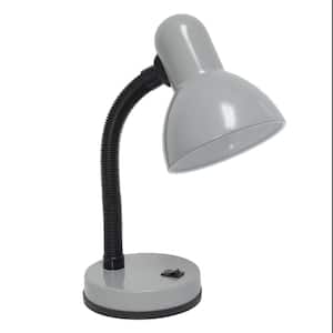 14.25 in. Silver Basic Metal Desk Lamp with Flexible Hose Neck