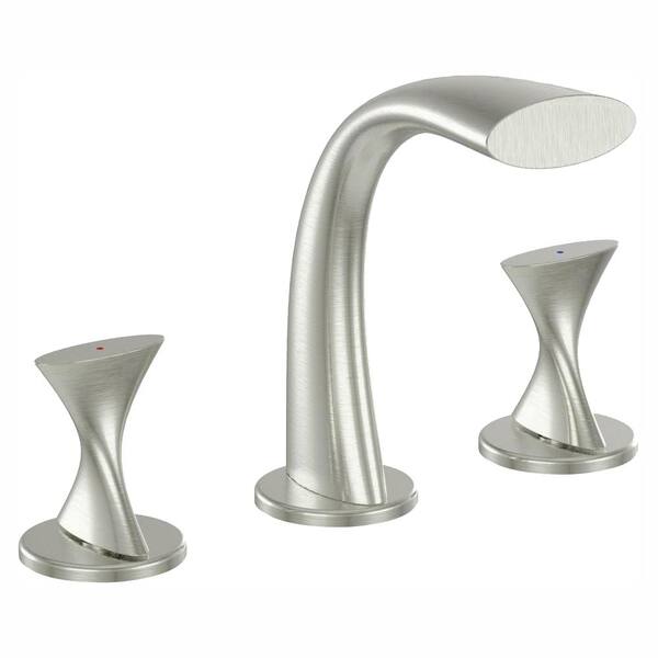 Ultra Faucets Twist Collection 8 in. Widespread 2-Handle Bathroom Faucet in Brushed Nickel