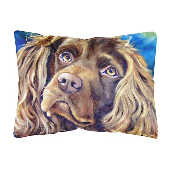 Caroline's Treasures 12 in. x 16 in. Multi-Color Outdoor Lumbar Throw Pillow Boykin Spaniel Fabric Decorative Pillow