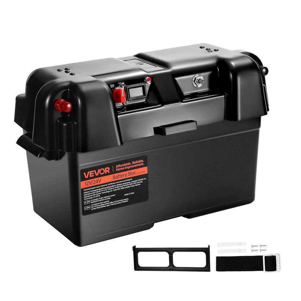 Battery Box, Group 24/27 Trolling Motor Battery Box, 12V/24V Marine Batteries Case with PP Shell and Dual Straps price history on PriceWatchPro
