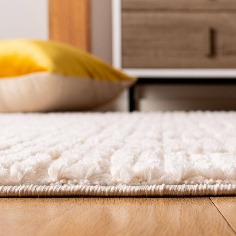 Beige Hand-Knotted Wool and Synthetic 8' x 10' Area Rug