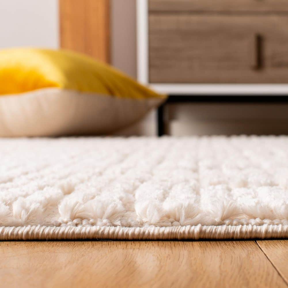 Beige Geometric Trellis Synthetic 9' x 12' Area Rug