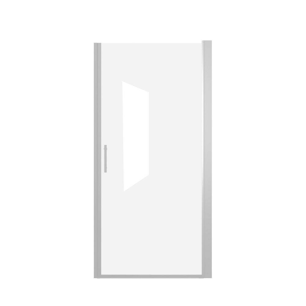 24 in. W x 72 in. H Pivot Semi Frameless Shower Door in Chrome Finish with Clear Glass price history on PriceWatchPro