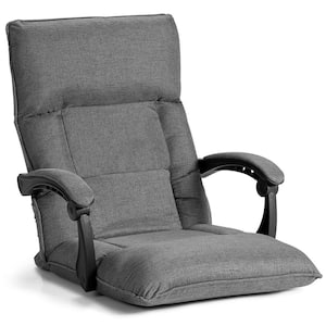 14-Position Grey Linen Floor Chair Lazy Sofa with Adjustable Back Headrest Waist 26.5 in. x 29 in. x 29.5 in.