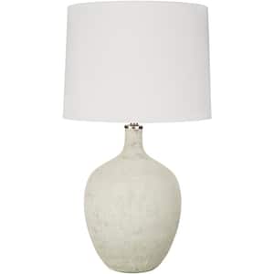 Mittenwald 27.5 in. White Indoor Table Lamp with White Barrel Shaped Shade