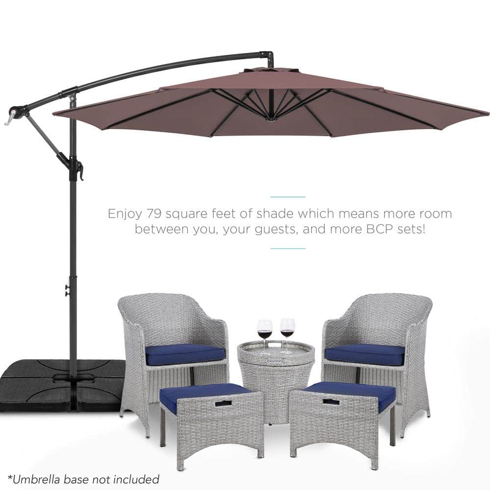 Deep Taupe 10ft Offset Hanging Outdoor Patio Umbrella with Steel Frame