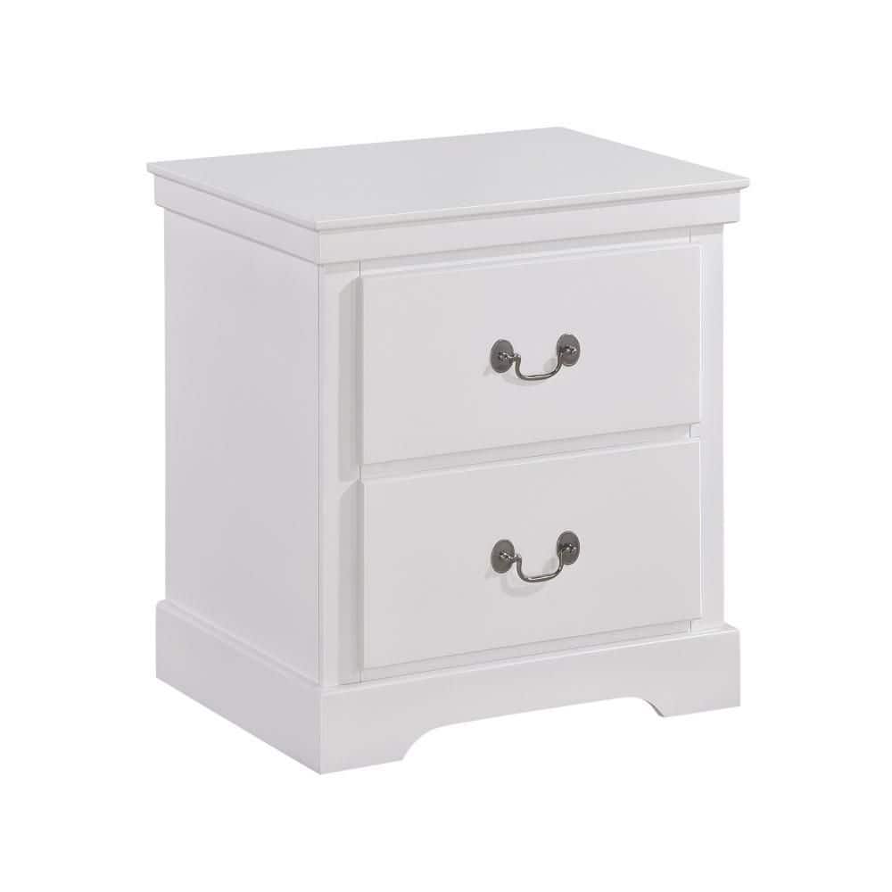White 2 Drawer 21.5 in. W Nightstand