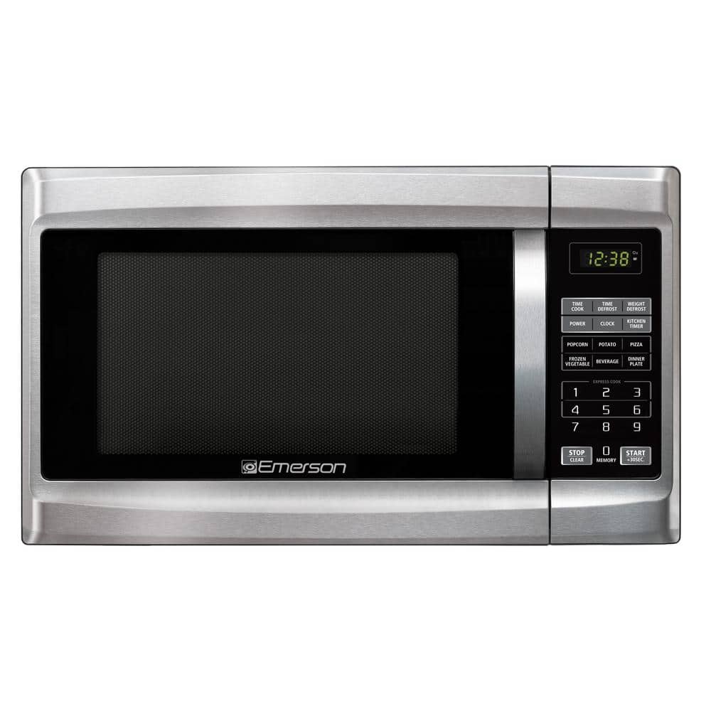 Emerson 1.3 cu. ft. 1000-Watt Countertop, Stainless Steel, Microwave Oven, Silver -  MW1338SB