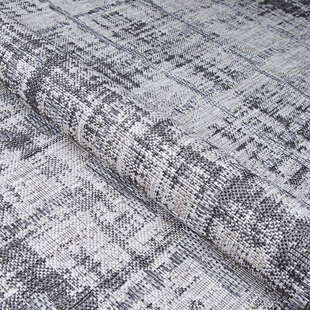 Charm Anthracite-Light Grey Flat Woven Reversible Area Rug 6 x 9