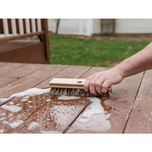 Konex Fiber Economy Utility Cleaning Brush. Heavy Duty Scrub Brush with Wood Handle. Peanut Shaped