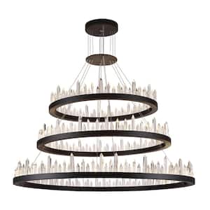 Timeless Home 42 in. L x 42 in. W x 36 in. H 128-Watt Integrated LED Satin Dark Grey Contemporary Chandelier