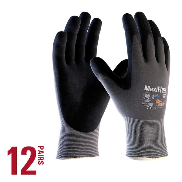 ATG MaxiFlex Ultimate Men's Large Gray Nitrile-Coated Outdoor and Work Gloves with AD-APT Hand Cooling Technology (12-Pack)