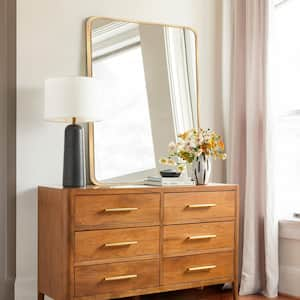 20 in. W x 30.2 in. H Gold Rectangle Aluminum Frame Wall-Mounted Bathroom Mirror/Vanity mirror