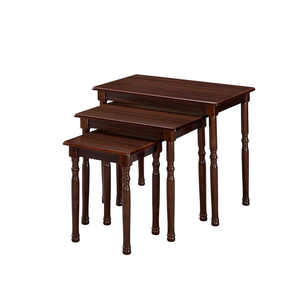 Cherry Wood 3-Piece Rectangular Nesting Table Set