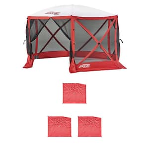 Quick Set Escape Sport 11.5 ft. x 11.5 ft. Red/White Tailgating Shelter Tent Plus Wind and Sun Panels (3 Pack)