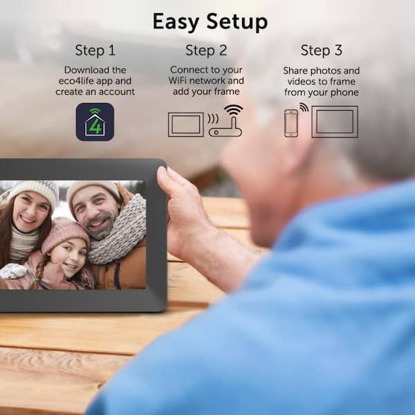 ECO4LIFE 10.1 in. Wi-Fi Digital Photo Frame with Photos
