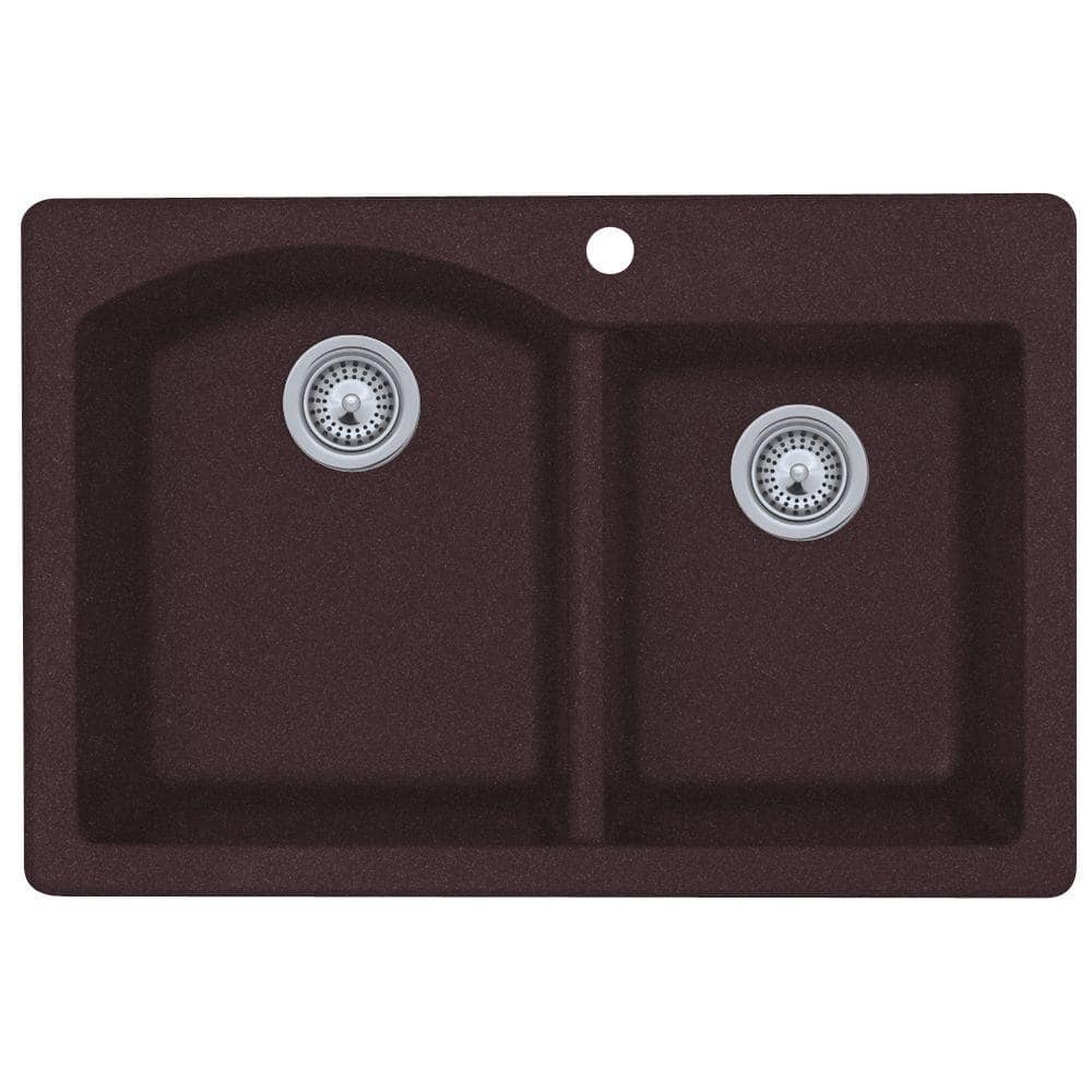 Swan Drop In Undermount Granite 33 In 1 Hole 55 45 Double Bowl Kitchen   Espresso Swan Drop In Kitchen Sinks Qz03322db 170 64 1000 