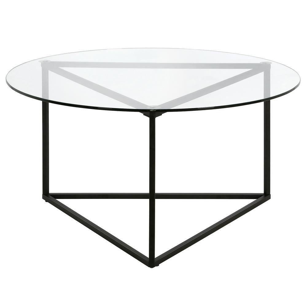 Blackened Bronze Round Glass Cocktail Table