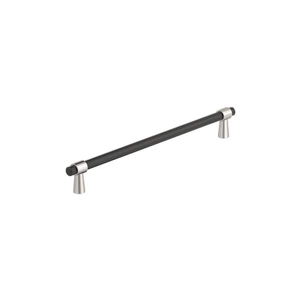 Amerock Mergence 8-13/16 in. (224mm) Modern Matte Black/Polished Nickel Bar Cabinet Pull