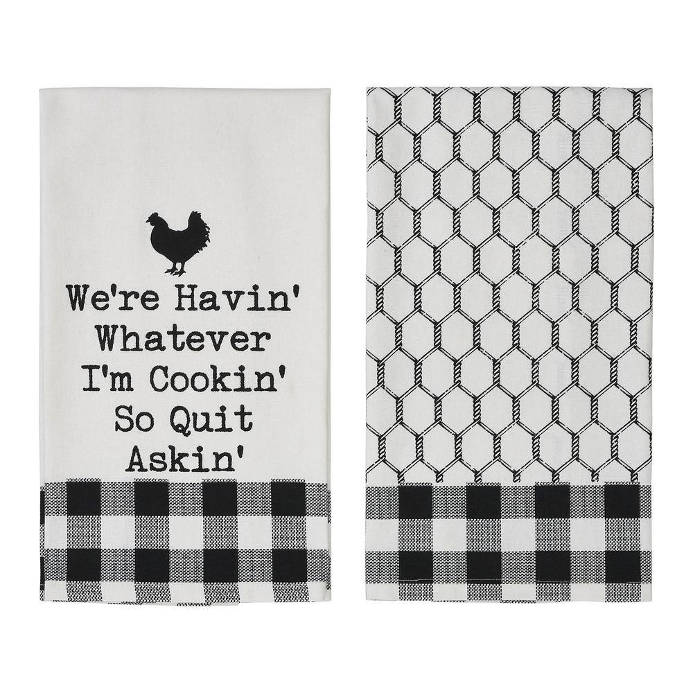 Farmhouse Black and White Cotton Tea Towel Set