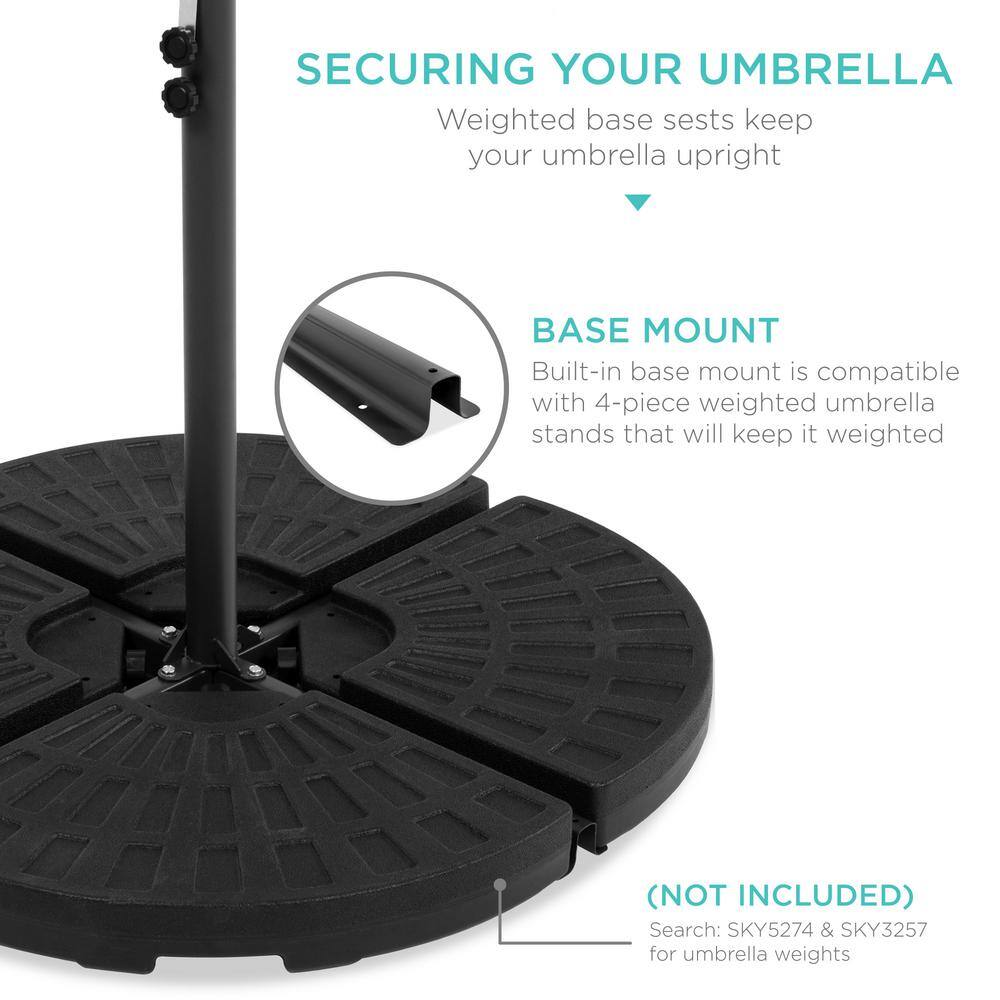 10ft Green Polyester Market Patio Umbrella with Adjustable Tilt and LED Lights