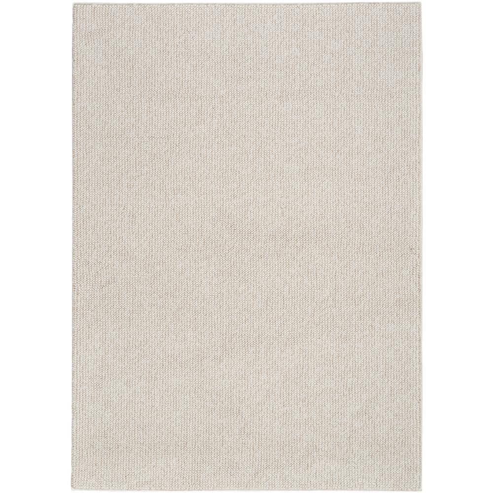 Ivory Beige Rectangular Synthetic 8' x 10' Easy Care Rug