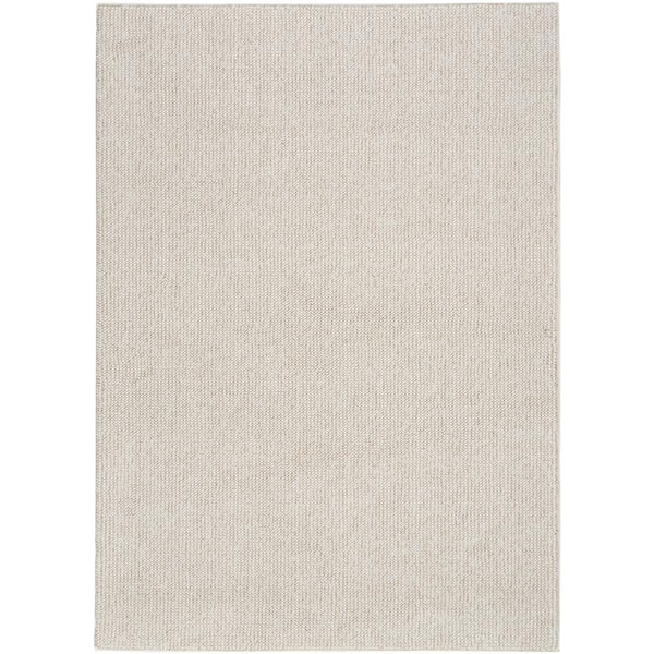 Textured Home Ivory Beige 8 ft. x 10 ft. Solid Geometric Contemporary Area Rug