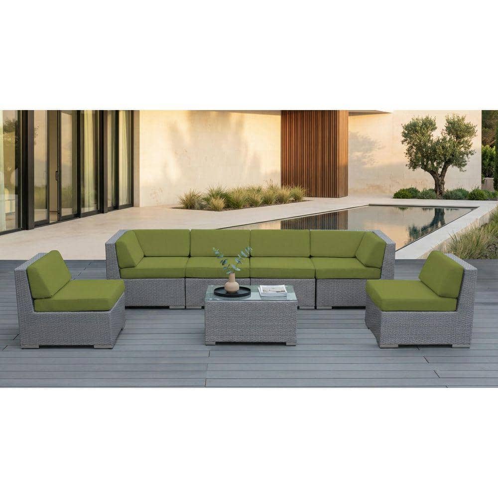 ohana Ohana Depot Ohana Gray 7-Piece Wicker Patio Seating Set with