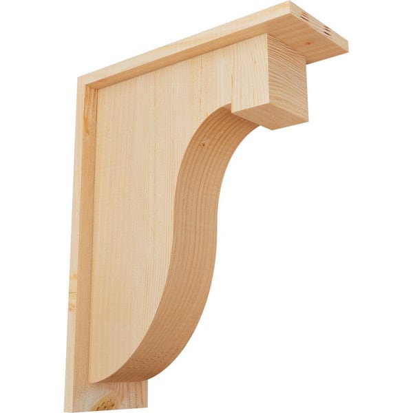 Ekena Millwork 5-1/2 in. x 14 in. x 18 in. Douglas Fir Del Monte Smooth Corbel with Backplate