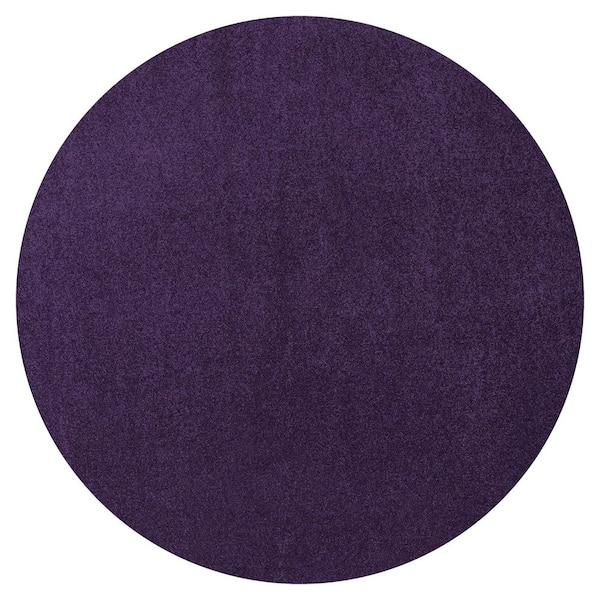 Haze Solid Low-Pile Purple 4 ft. Round Area Rug